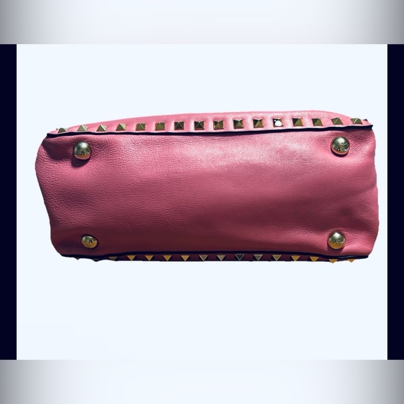 Valentino Garavani Rockstud Small Tote Pink Leather Shoulder Bag Gold Studs - Picture 5 of 10
